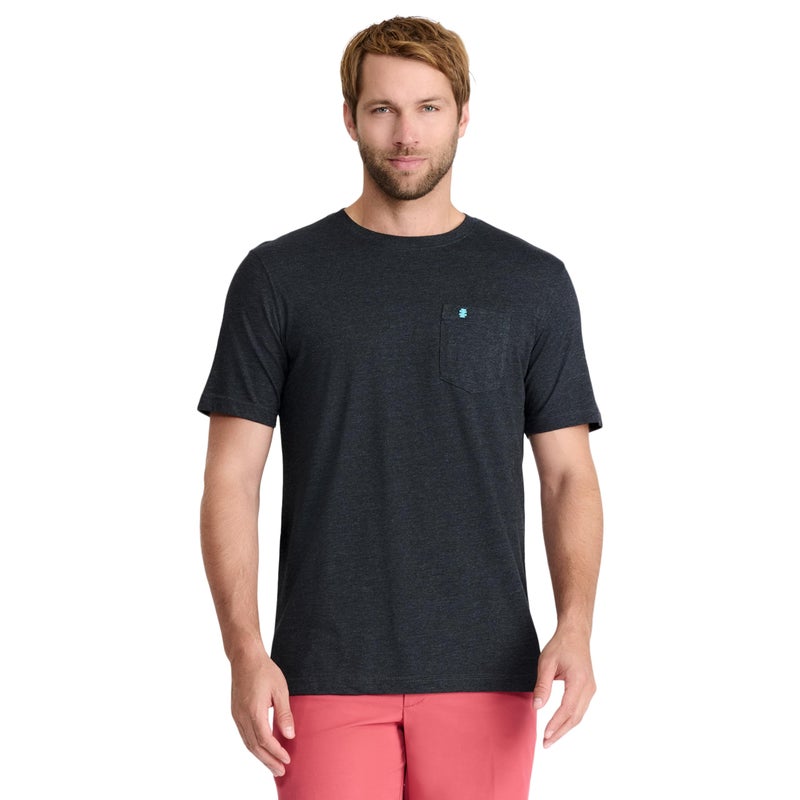 IZOD Men's Saltwater Soft Wash Pocket Crew T-Shirt, Black, Large - Image 1